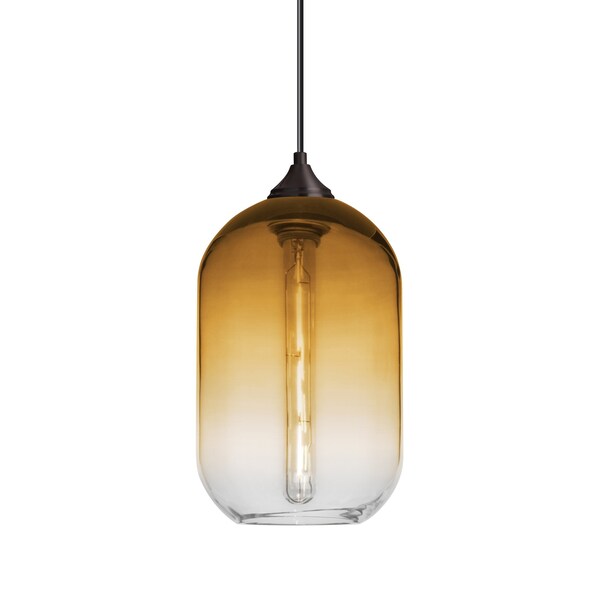 Besa Lighting Omega 12 Cord Pendant, Amber/Clear, Bronze Finish, 1x4W LED Filament LED Filament 1JT-OMEGA12AM-EDIL-BR - main